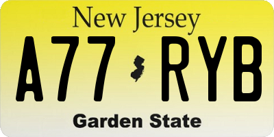 NJ license plate A77RYB