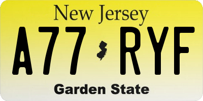 NJ license plate A77RYF