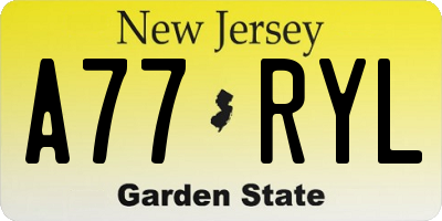 NJ license plate A77RYL