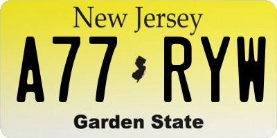 NJ license plate A77RYW