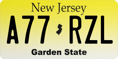NJ license plate A77RZL