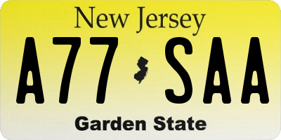NJ license plate A77SAA