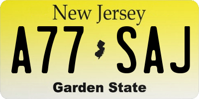 NJ license plate A77SAJ