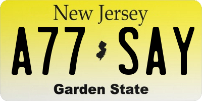 NJ license plate A77SAY