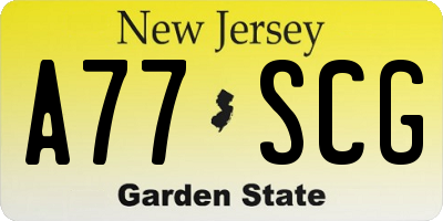 NJ license plate A77SCG