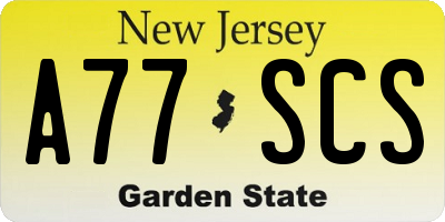 NJ license plate A77SCS
