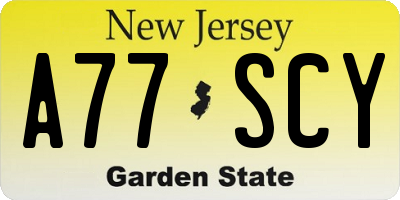 NJ license plate A77SCY