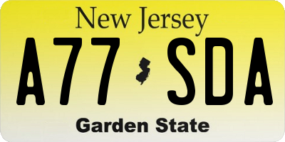 NJ license plate A77SDA