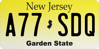 NJ license plate A77SDQ