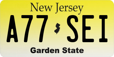 NJ license plate A77SEI