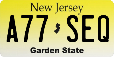 NJ license plate A77SEQ
