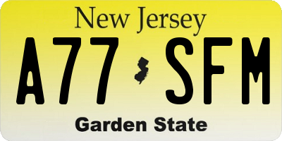 NJ license plate A77SFM