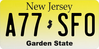 NJ license plate A77SFO