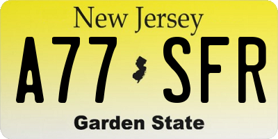 NJ license plate A77SFR