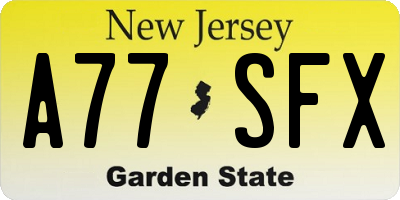NJ license plate A77SFX