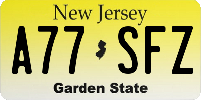 NJ license plate A77SFZ