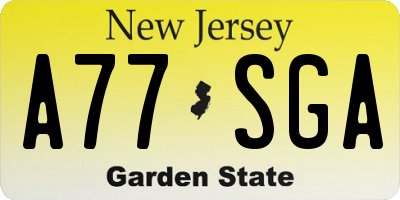 NJ license plate A77SGA