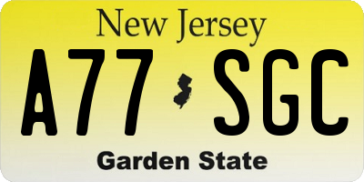 NJ license plate A77SGC