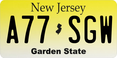 NJ license plate A77SGW