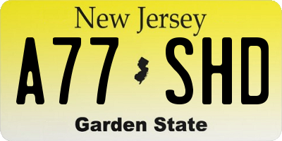 NJ license plate A77SHD