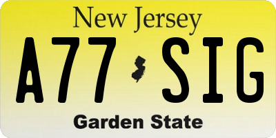 NJ license plate A77SIG