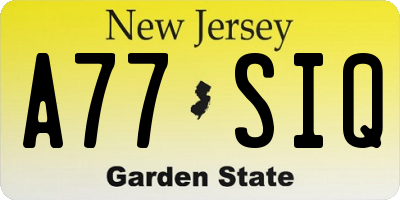 NJ license plate A77SIQ