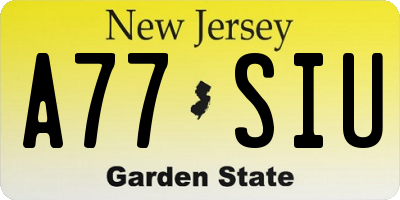 NJ license plate A77SIU