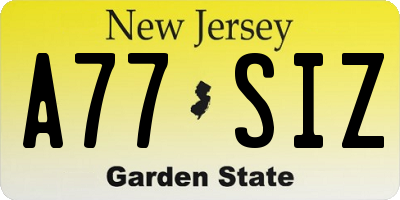 NJ license plate A77SIZ