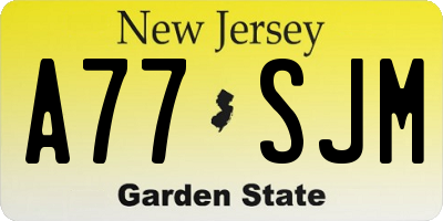 NJ license plate A77SJM