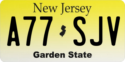 NJ license plate A77SJV