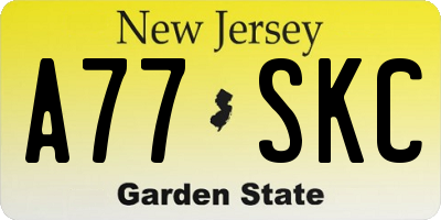 NJ license plate A77SKC