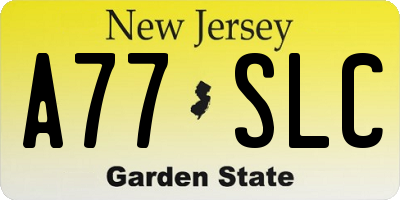 NJ license plate A77SLC