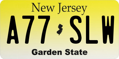 NJ license plate A77SLW