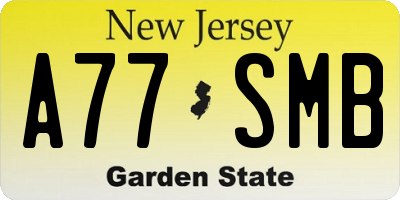 NJ license plate A77SMB