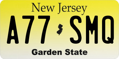 NJ license plate A77SMQ