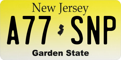 NJ license plate A77SNP