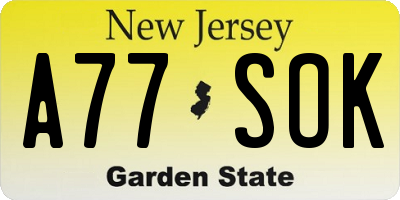 NJ license plate A77SOK