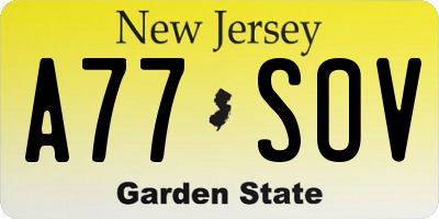NJ license plate A77SOV