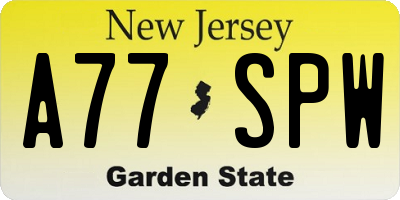 NJ license plate A77SPW