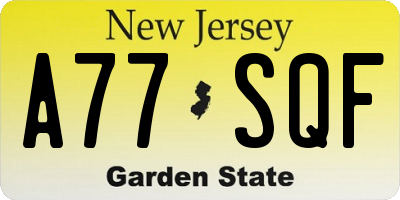 NJ license plate A77SQF