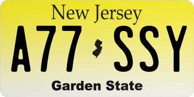 NJ license plate A77SSY