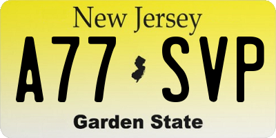 NJ license plate A77SVP