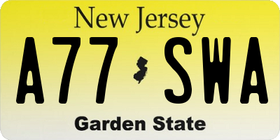 NJ license plate A77SWA