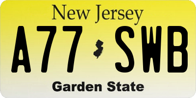 NJ license plate A77SWB