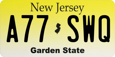 NJ license plate A77SWQ