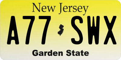 NJ license plate A77SWX