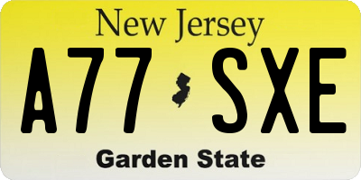 NJ license plate A77SXE
