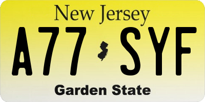NJ license plate A77SYF