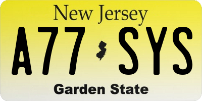 NJ license plate A77SYS