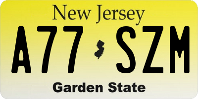 NJ license plate A77SZM